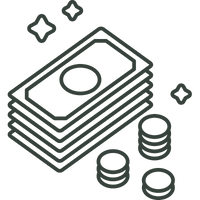 Stack of money and coins icon
